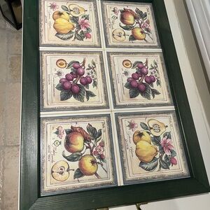 Fruit Tile Wall Art with Green Frame